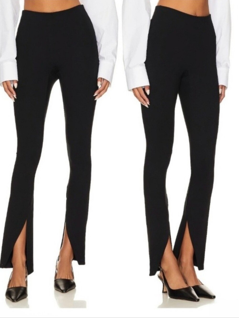 SPANX Black Split-Hem Slim Trousers
